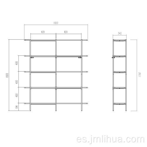 Librería doble ancho 5 estantes